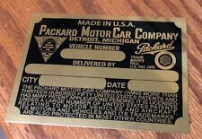 Packard Data Plate Brass 1937. Plates from 1926 & earlier ID Identification picture