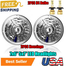 For AC Shelby Cobra 1962-1973 Pair 7 inch Round LED Headlights DRL High Low Beam picture