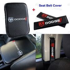 Carbon Fiber Car Center Armrest Cushion Pad Cover +Seat Belt Cover Set For DODGE picture