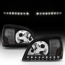 Black 2000-2005 Cadillac Deville LED Strip Headlights Headlamps 00-05 Left+Right picture