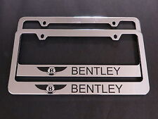 2 BENTLEY STAINLESS STEEL Chrome License Plate Frame + Screw Caps LL picture