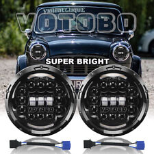 DOT 7'' round Black LED Headlights Halo Hi/Lo Beam for Classic Mini Austin Rover picture