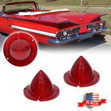 2PCS Rear Red Lens Tail Light Lamps 1960-1961 Impala Bel Air Biscayne El Camino picture