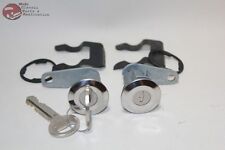 81-93 Mustang Ford Truck Door Lock Cylinder Key Set Chrome Cap Flat Pawl New picture