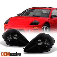 Fit 2000-2005 Mitsubishi Eclipse Black Smoke Headlights Headlamps Left+Right picture
