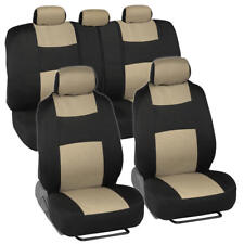 Beige Universal Full Set of Deluxe Low Back Full Bench Car Seat Covers picture