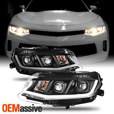Fit 2016-2018 Chevrolet Chevy Camaro LED Tube Projector Headlights Black Housing picture