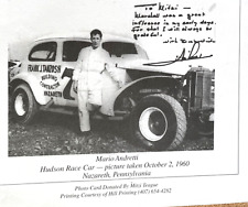 Mario Andretti 1937 Hudson Racer Photo Card Mitzi Marshal Teague Bethlehem PA picture