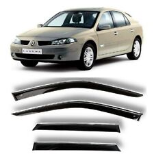 Window Visors Deflectors Black With Chrome Strip For Renault Laguna 2001-2007 picture