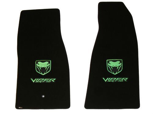 Lloyd VELOURTEX Black FLOOR MATS Green logos fits 2008-2010 Dodge VIPER SRT-10 