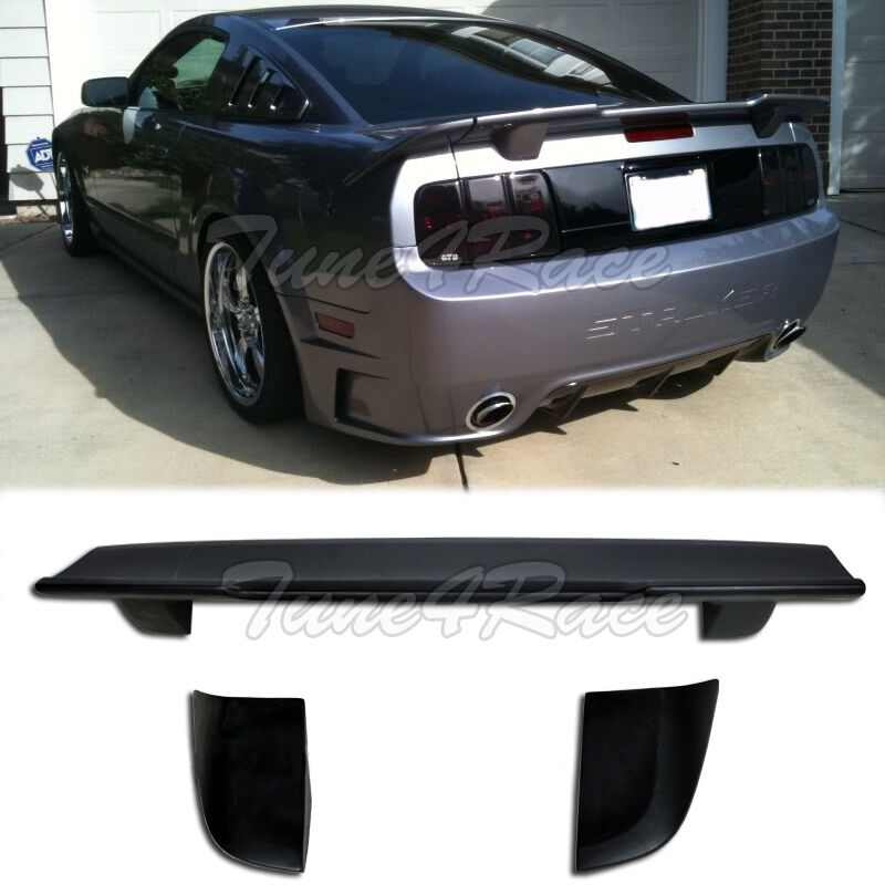 For 05-09 Ford Mustang Unpainted Black 3 Pcs Rear Wing Spoiler R Style Brand New
