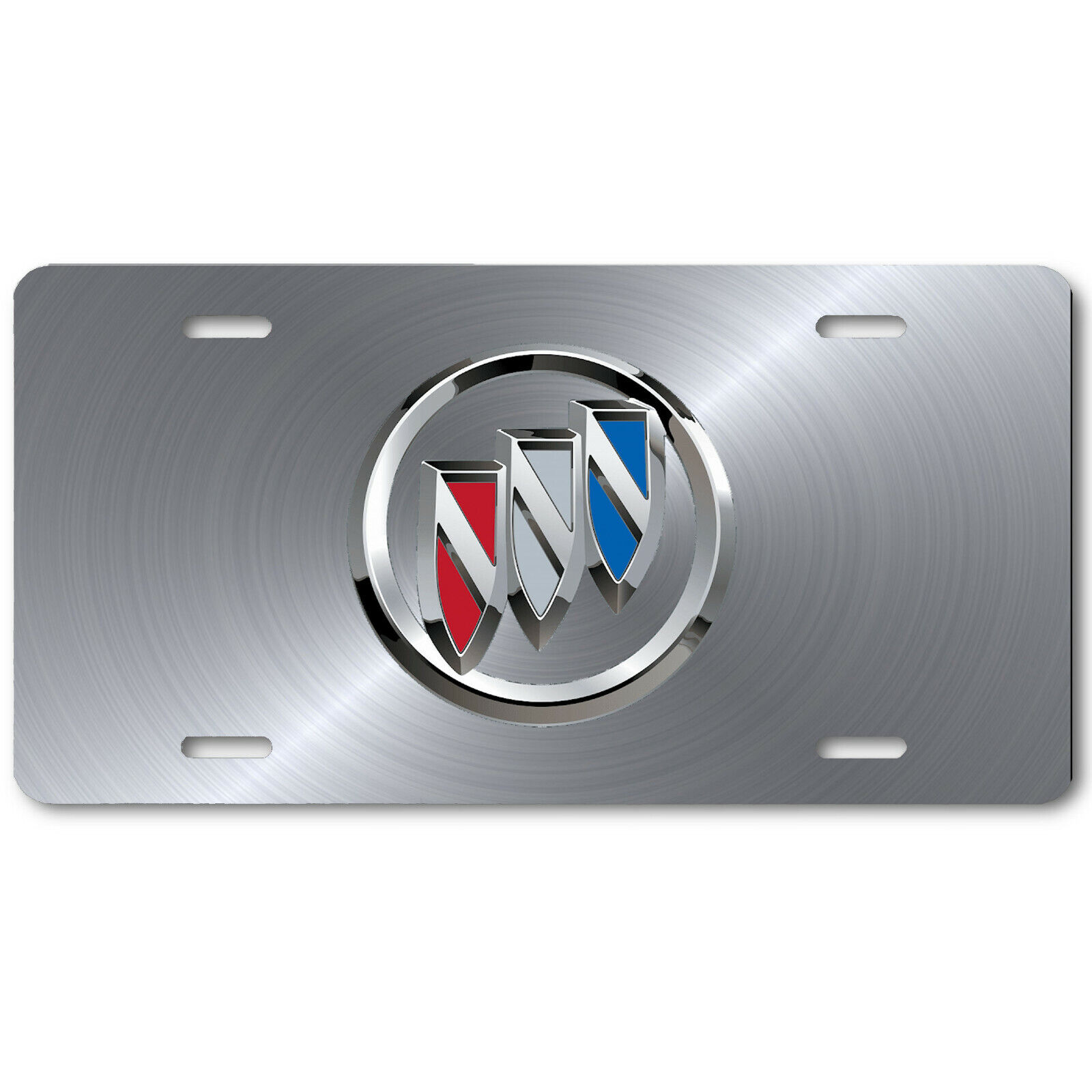 Buick Inspired Art Emblem Aluminum License Plate Tag Silver Steel Look