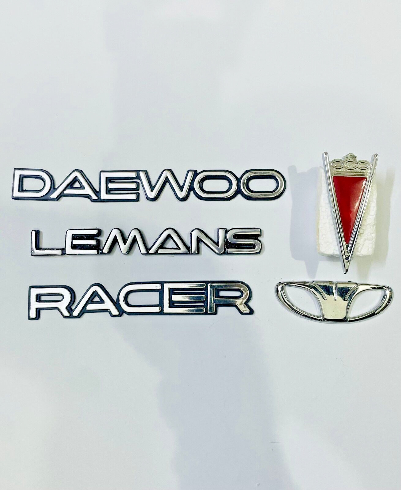 DAEWOO, LEMANS And RACER Emblem In Metal with Grill Logo Set Of 5 Piece