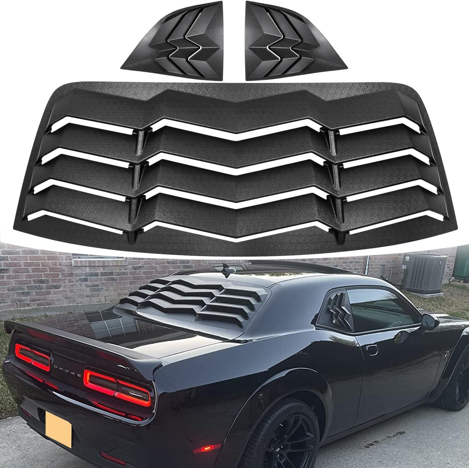 For Dodge Challenger 2008-2021 GT Lambo Style Rear+Side Window Windshield Louver