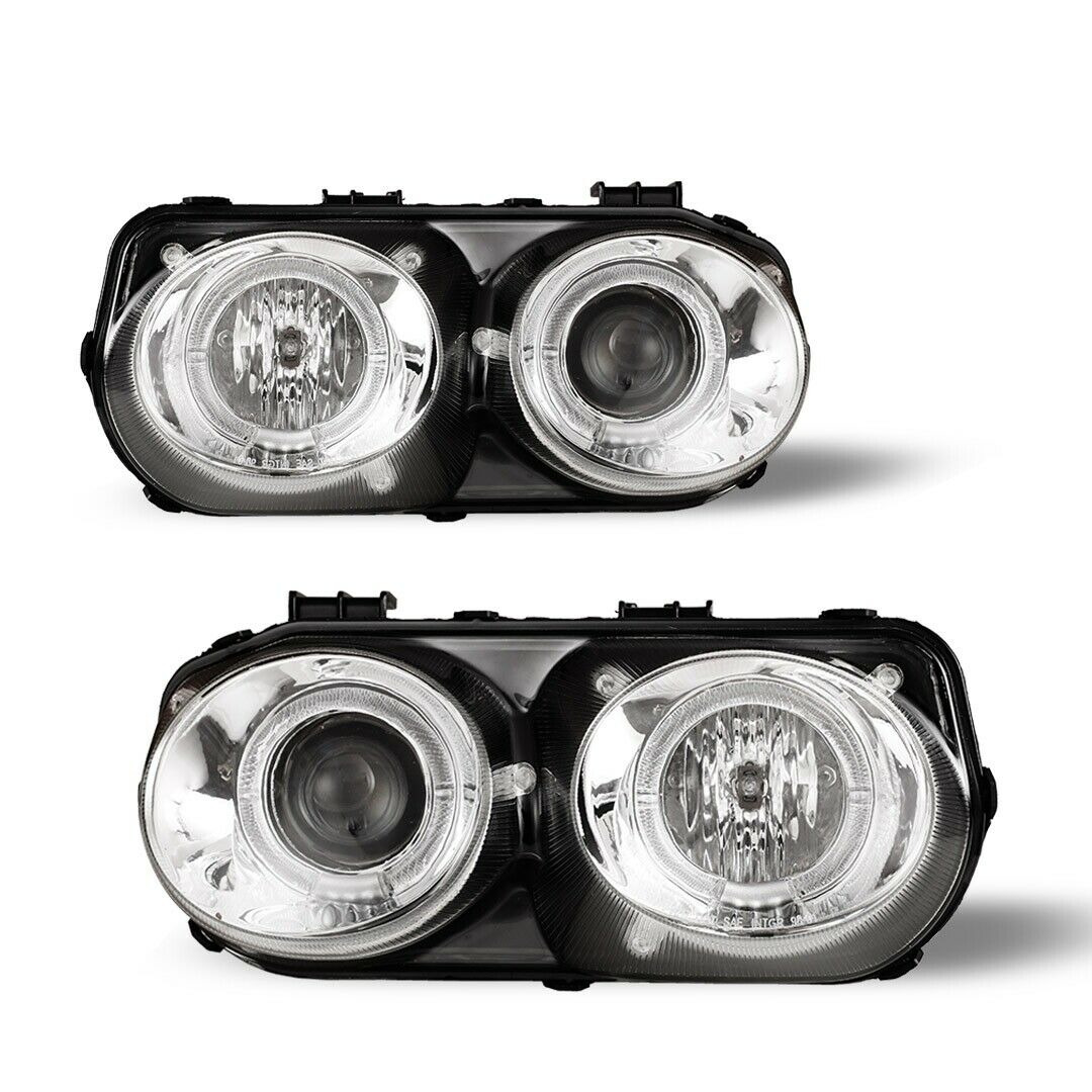 Halo Headlights For 1998-2001 Acura Integra Projector Headlamp Chrome Clear Lens