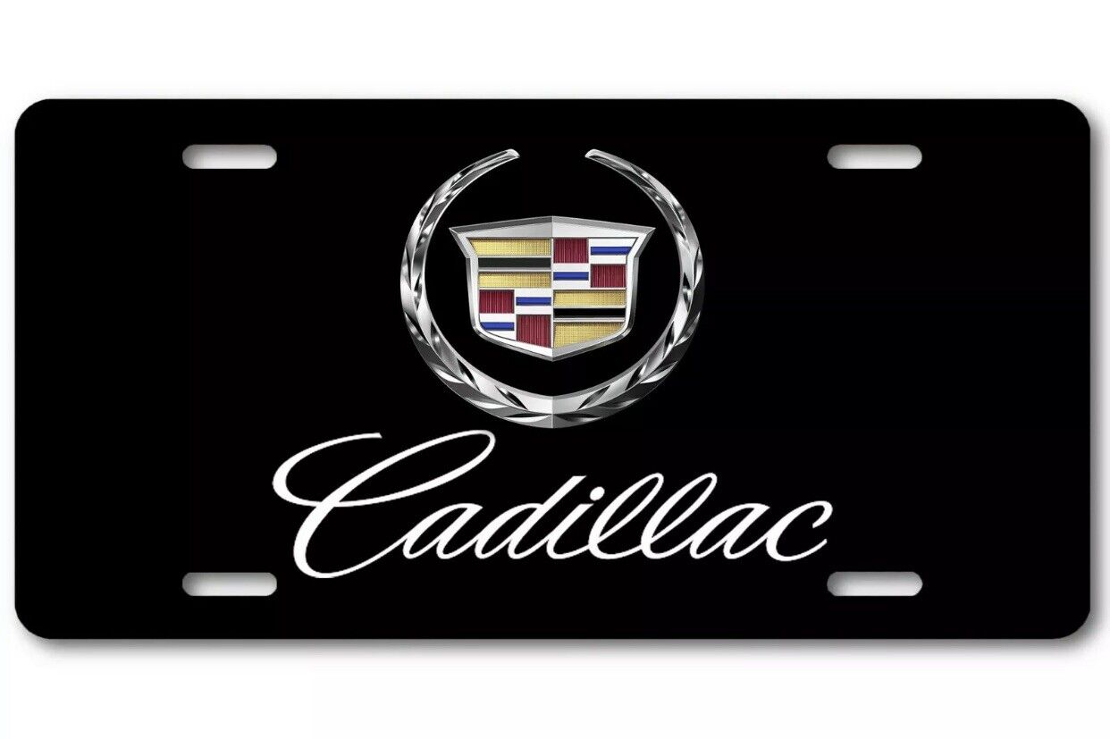 Cadillac Cadi Wreath Inspired Art flat Aluminum License Plate Tag Black look