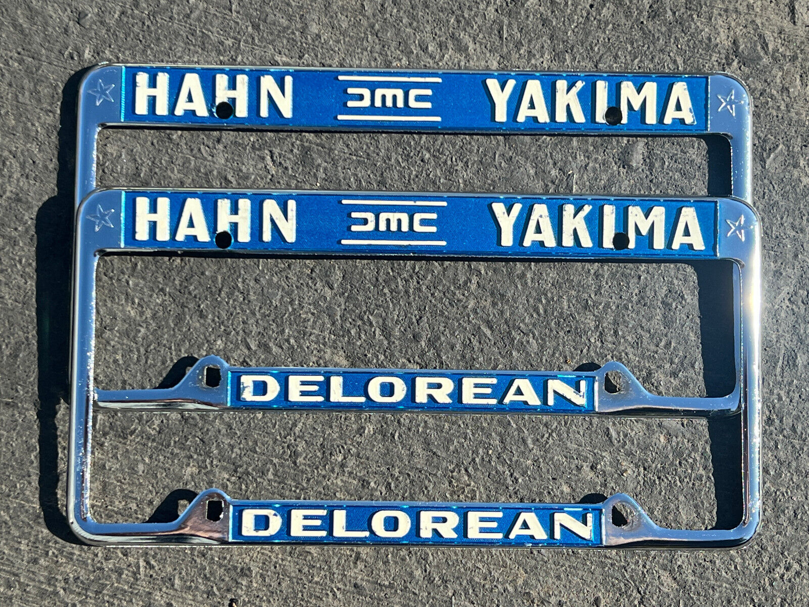 RARE Original Vintage DELOREAN DMC-12 Hahn Yakima WA Dealer License Plate Frames