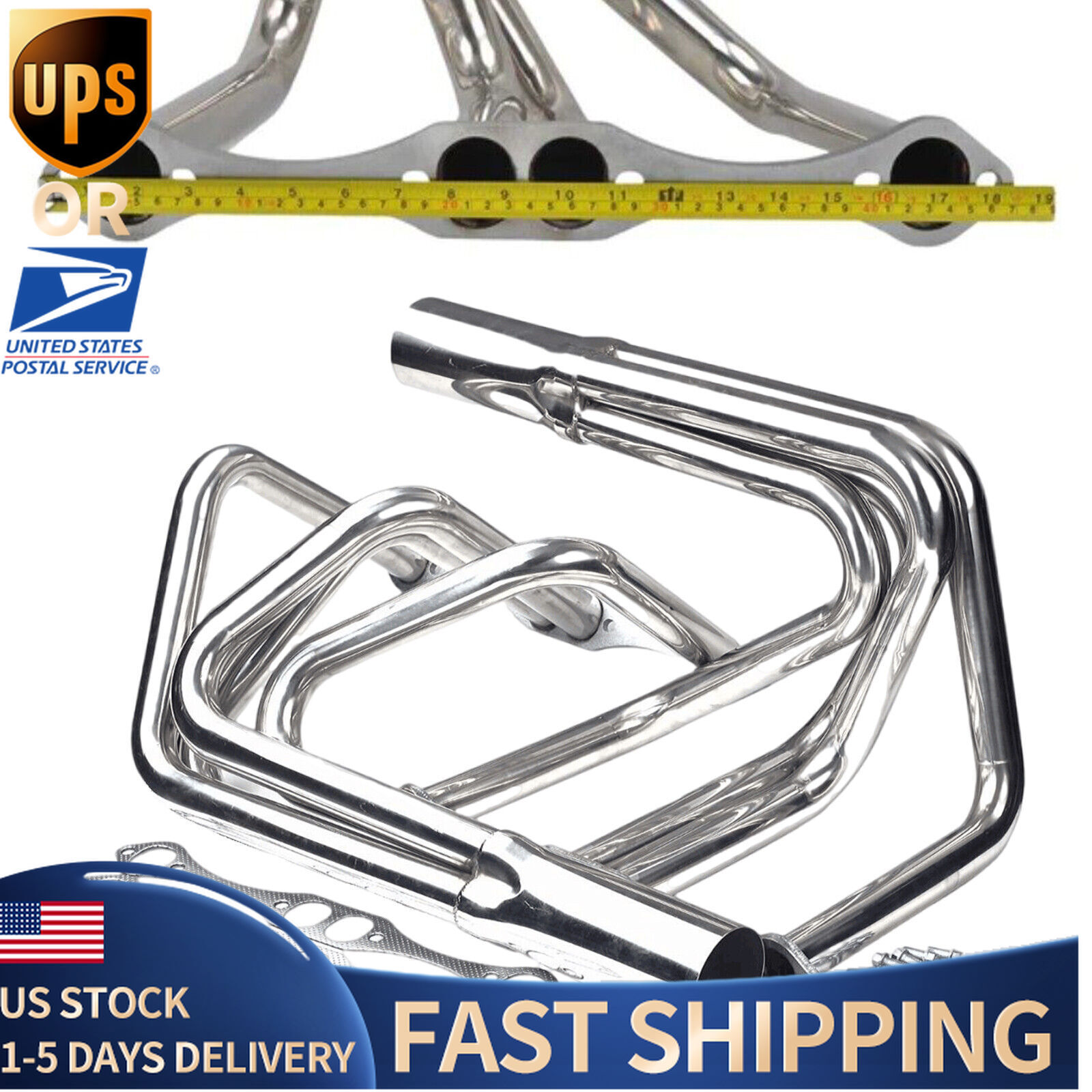 For Small Block Chevy SBC 265-400 V8 T-Bucket Sprint Roadster Header Stainless6W