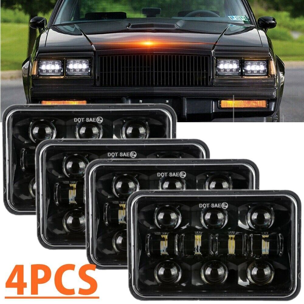4PCS 4x6inch Hi/Lo beam LED Headlights for Chevy C10 C20 C30 Camaro Ford 81-87