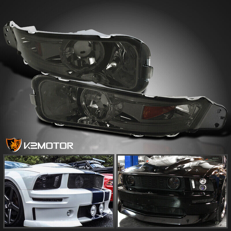 For 2005-2009 Ford Mustang GT Bumper Signal Parking Lights Smoke Lens Left+Right