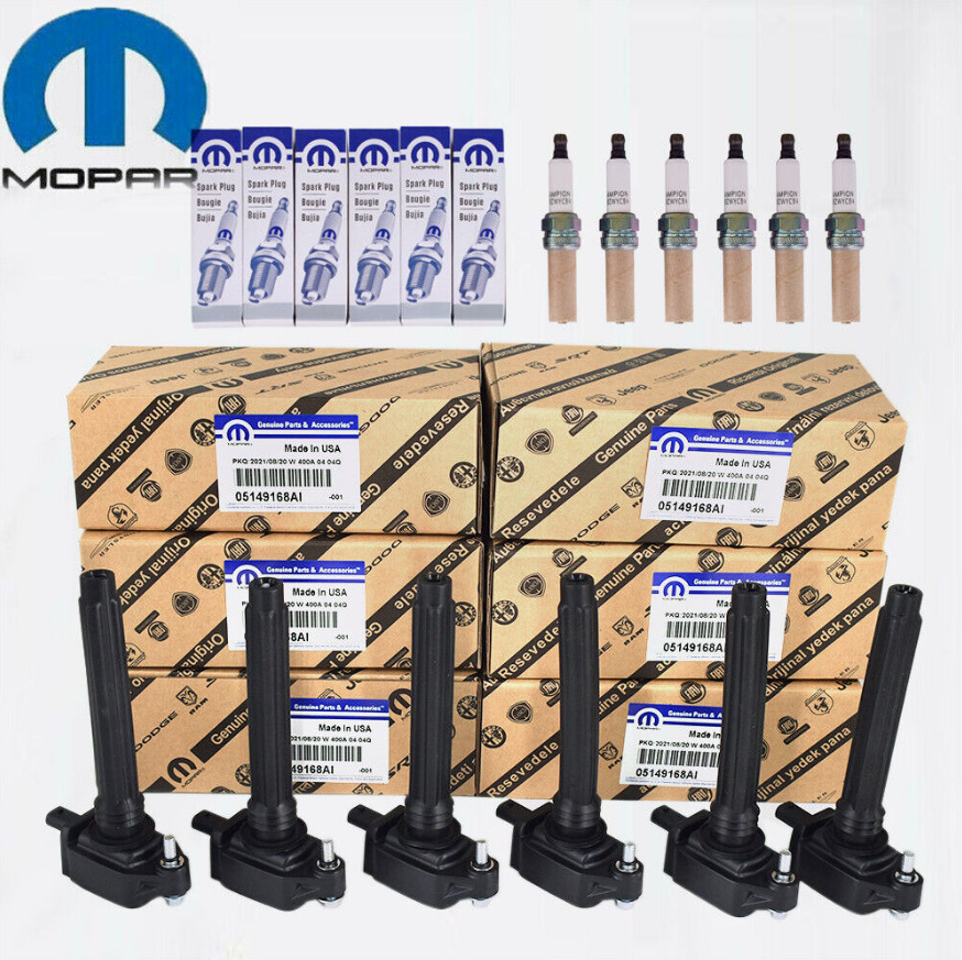 6 Pack Mopar Ignition Coils & Spark Plugs For Chrysler Jeep Dodge Ram 3.6L UF648