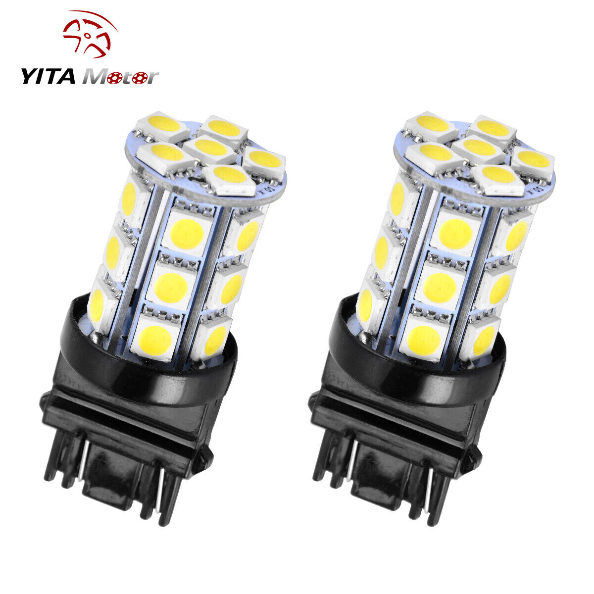 YITAMOTOR 2x White 3157 5050 24SMD Backup Reverse LED Light Bulbs3156 3057 3456 