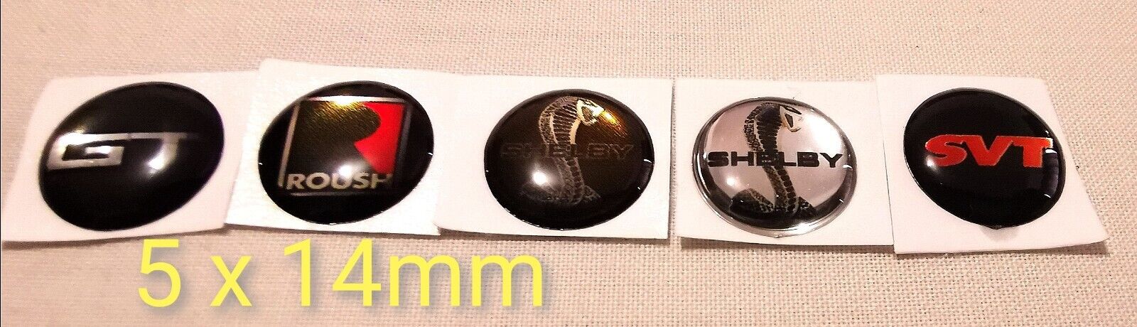 Mustang ford Shelby style logo 5 pack 14mm Key Fob Emblem Decal Logo Remote Badg