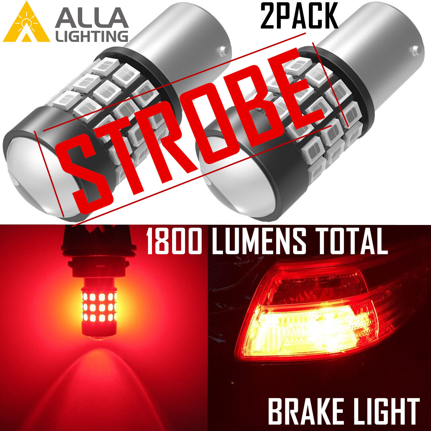 Alla Lighting 1157 39-LED Red Strobe Flashing Blinker Brake Tail Light Bulb Lamp