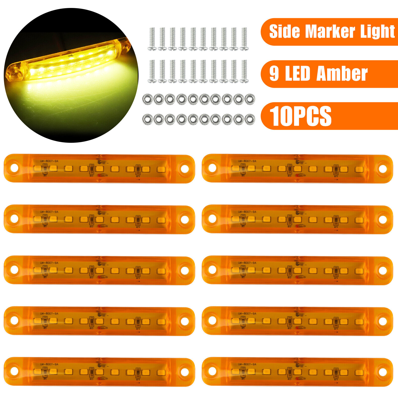 10x Amber LED Side Marker Lights Bullet Clearance Light Truck Trailer Waterproof