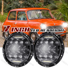 7'' Round Black NEW LED Headlights Hi/Lo Beam for Classic Mini Austin Rover A++ picture