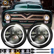 Pair For Chevy Truck 1947-1957 Halo 7Inch Round LED Headlight w/ DRL Turn Signal picture