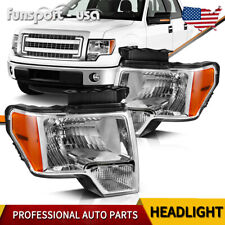 Chrome Headlights Fits For 2009-2014 Ford F150 F-150 Pickup Headlamps Left+Right picture