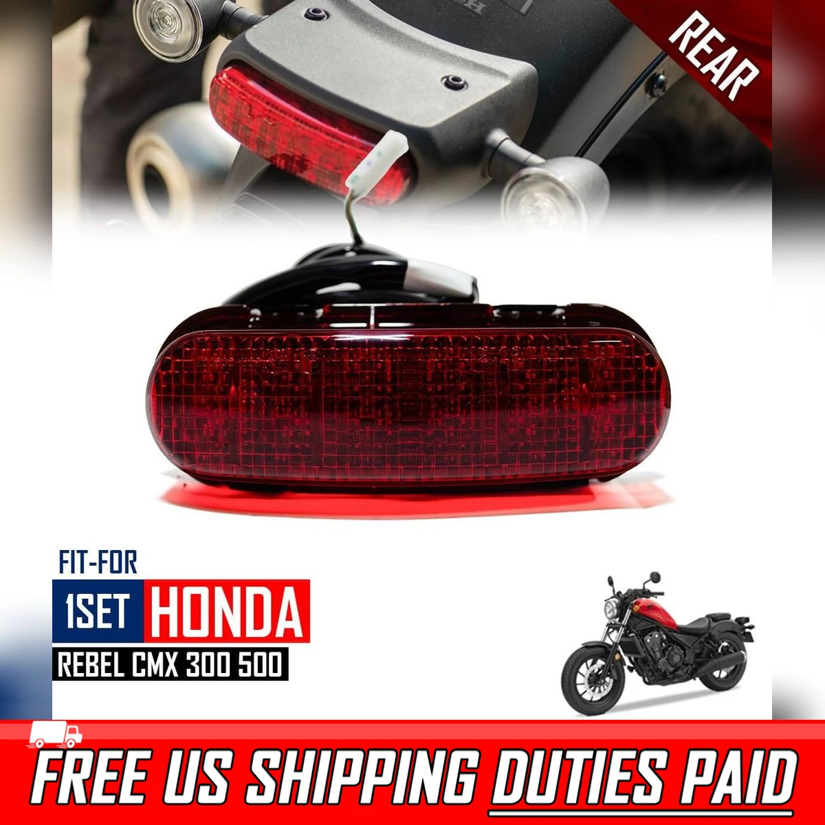 Taillight Rear Brake Lamp 1 PC For Honda Rebel CMX 300 500 2017-2023