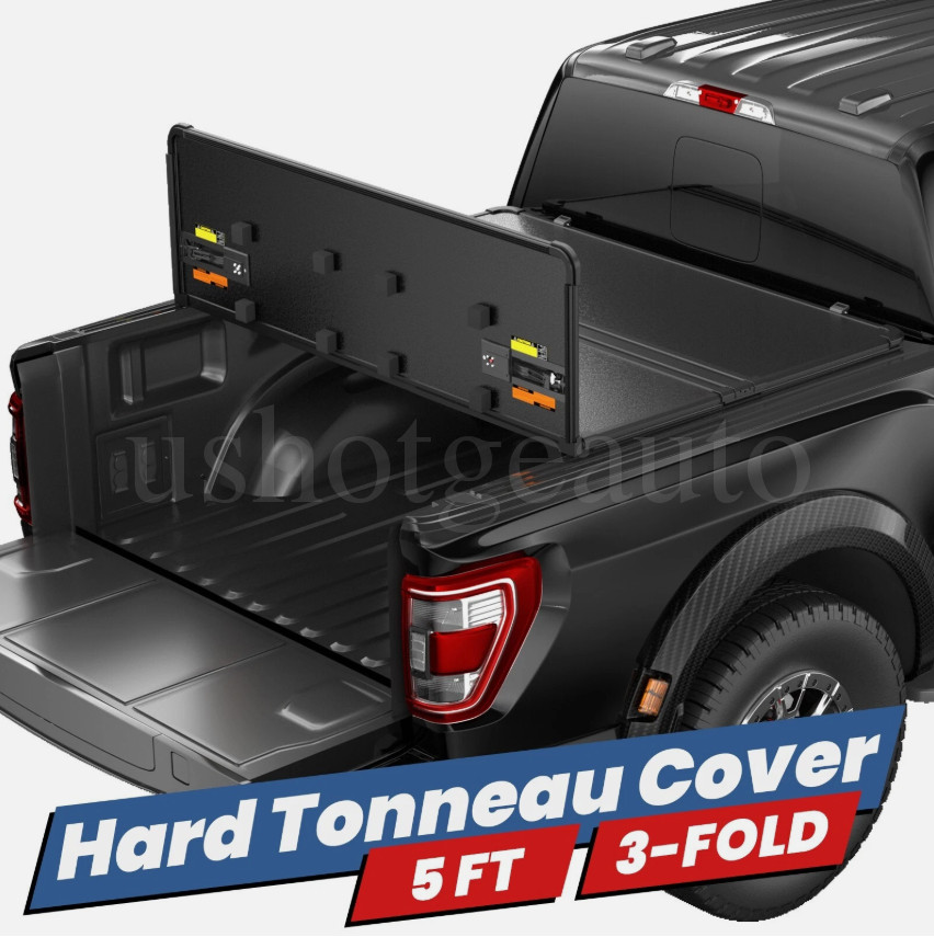 3-Fold 5FT Hard Tonneau Cover For 2019-2026 Ford Ranger Truck Bed Waterproof