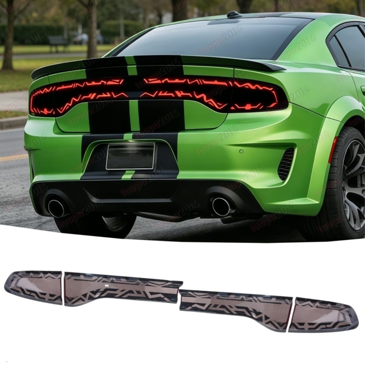 Fit For Dodge Charger Rear Tail Light Guard Decor Cover Tiger Stripe Smok 15-23