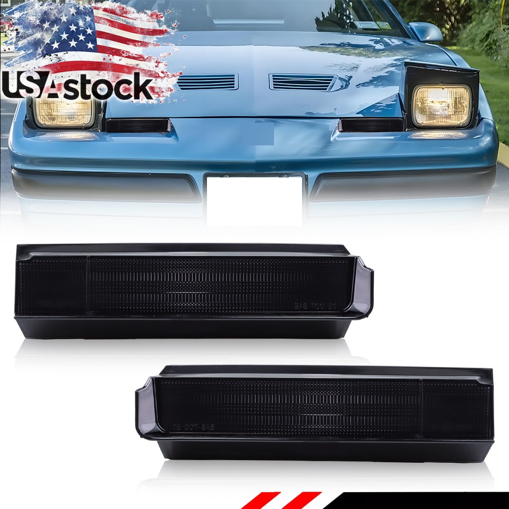 2X Smoke Bumper Parking Signal Marker Lights For 82-90 Pontiac Firebird Trans Am