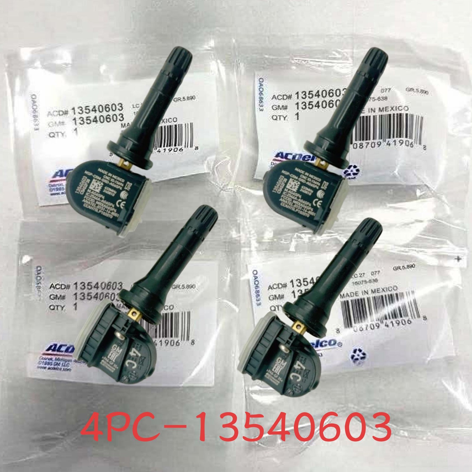 4PCS TPMS Tire Pressure Sensors 13540603 OEM For Chevy GMC Buick Cadillac