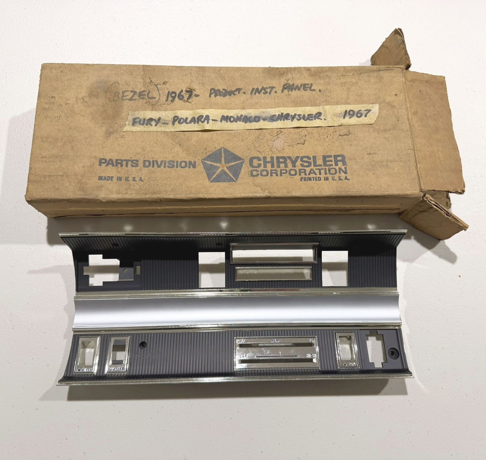 1967 Dodge Polara Monaco Radio Heater Dash Bezel NOS MoPar 2 Door Convertible