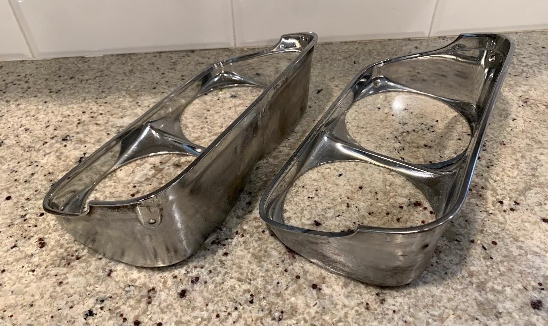 1968 CHEVROLET  CHEVY IMPALA, BEL AIR, BISCAYNE, OEM HEADLIGHT BEZELS (182)