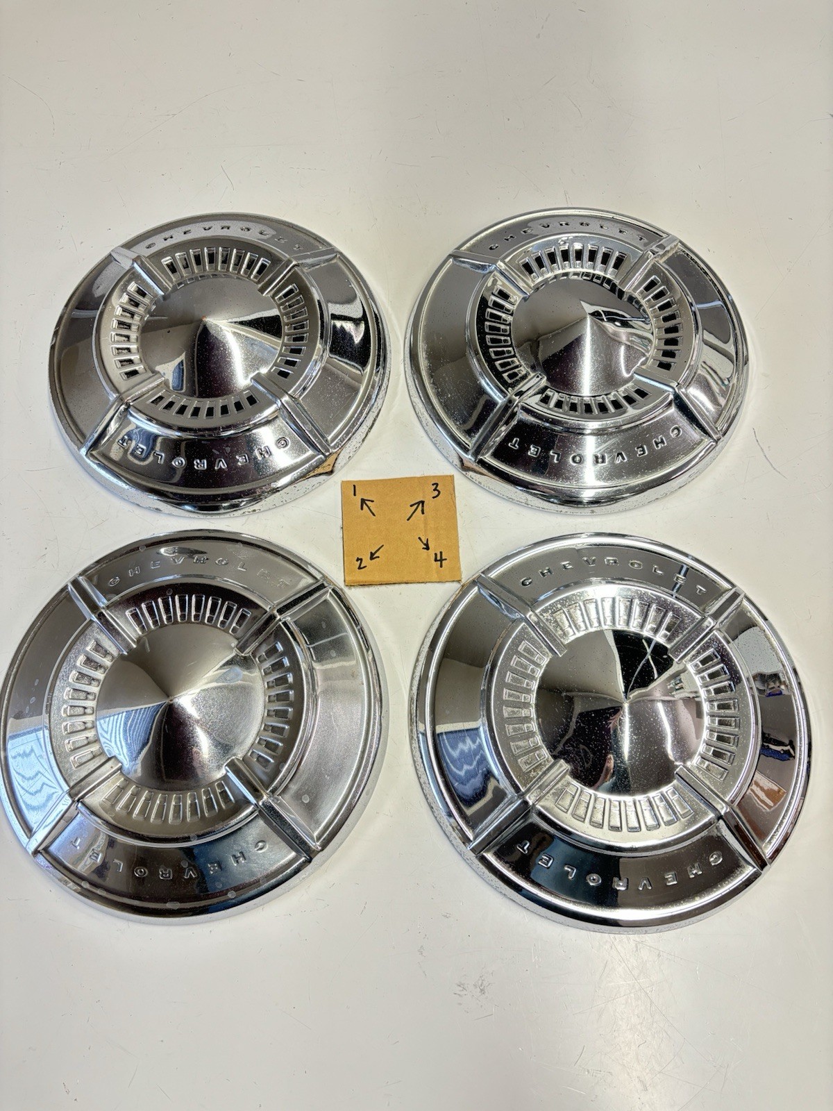 (4) 1961 1962 Chevrolet Biscayne Belair Chrome Dog Dish Poverty Hubcaps