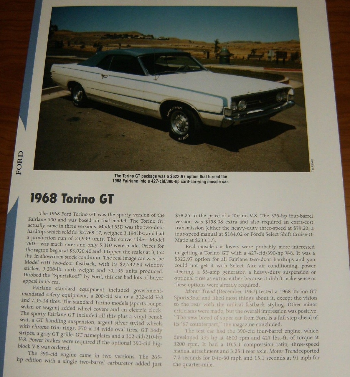 1968 Ford Torino GT Specs Info Photo 68 427 Fairlane