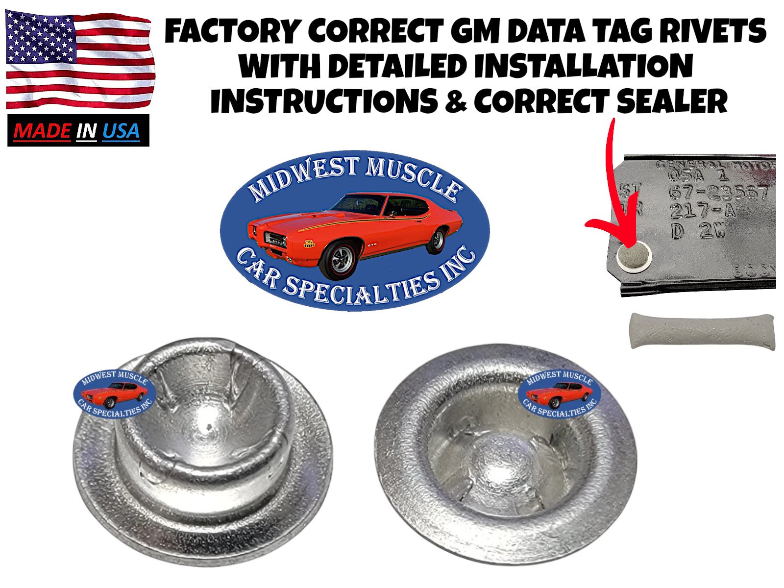 GM Chevy Pontiac Oldsmobile Factory Correct Firewall Cowl Data Plate Tag Rivets 