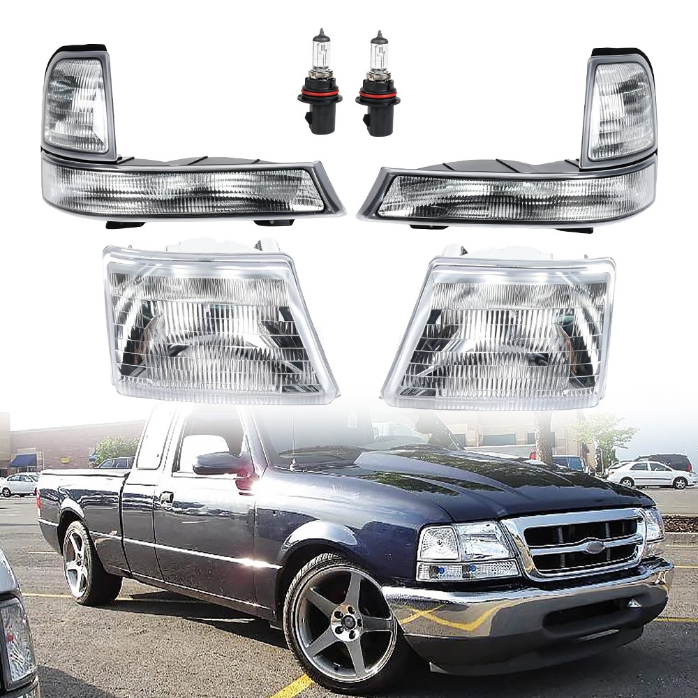Corner Bumper Signal Lamps+LED Strip Headlights For Ford Ranger 1998 1999 2000