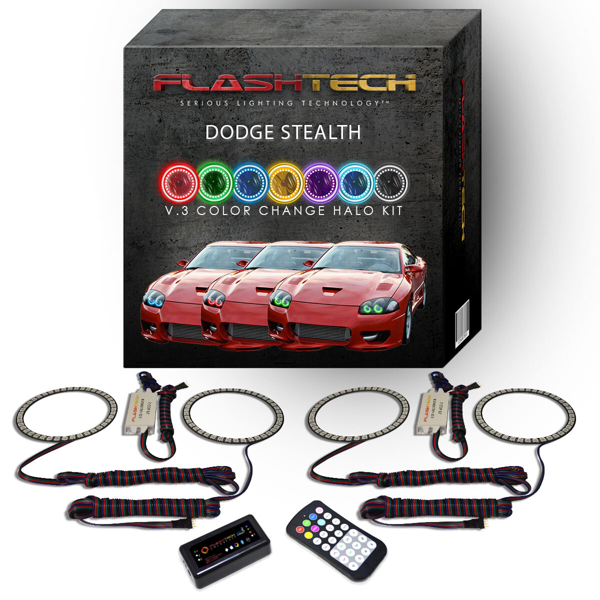 RGB Multi Color Bluetooth LED Halo kit for 1994-1998 Dodge Stealth Headlights